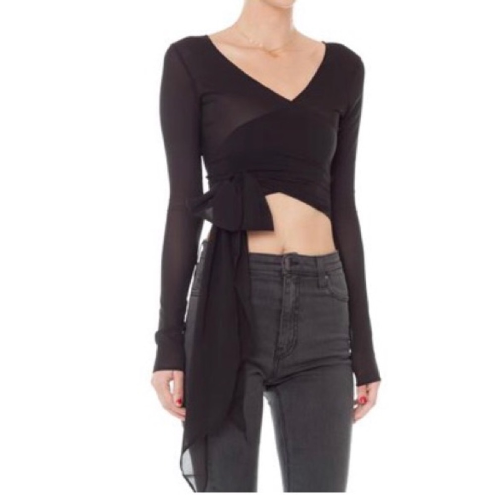 AREYOUAMI Isabeli Wrap Top In Black